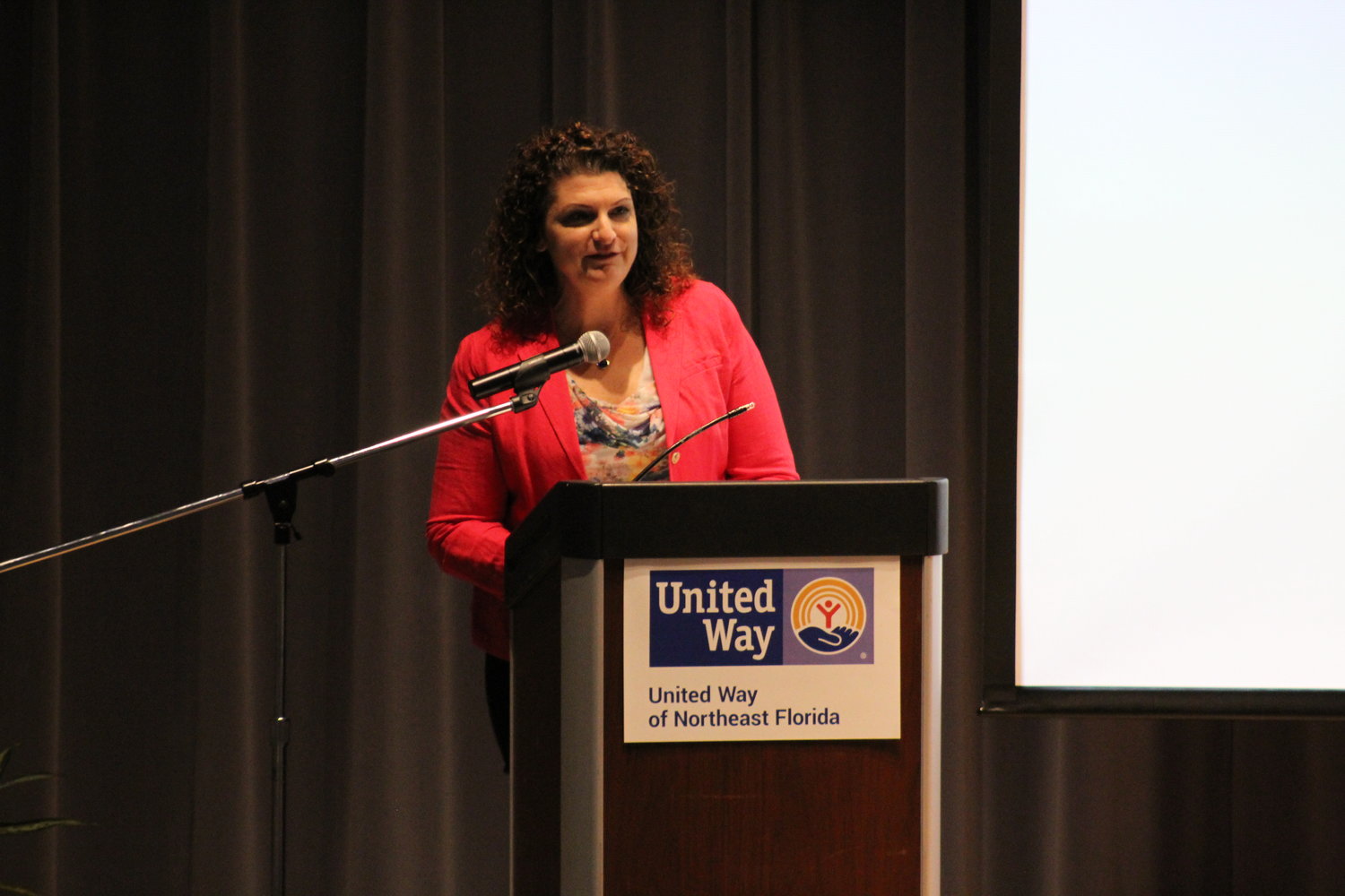 Sarah Ley, United Way of Northeast Florida board member and United Way’s volunteer and community engagement council speaks to attendees at the annual Volunteer United celebration.